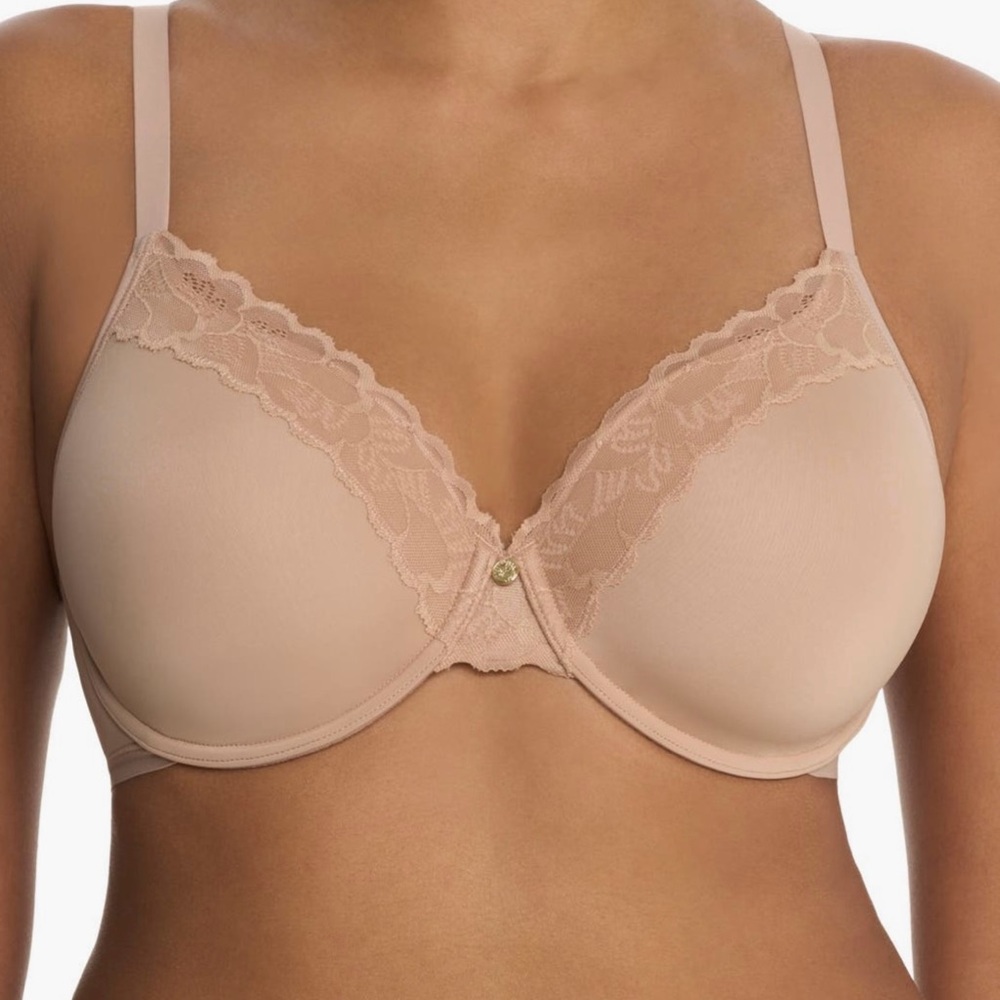 NWT - Natori Refined Underwire Contour - Lace Trimmed Bra Beige 36 DDD